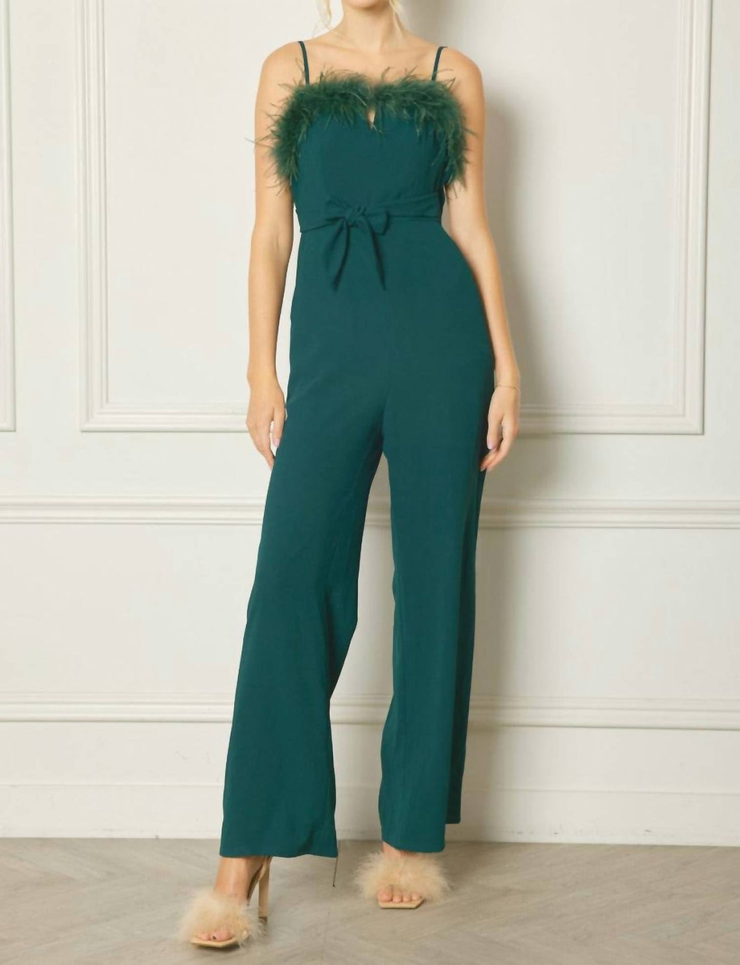 Entro - Feather Trim Jumpsuit