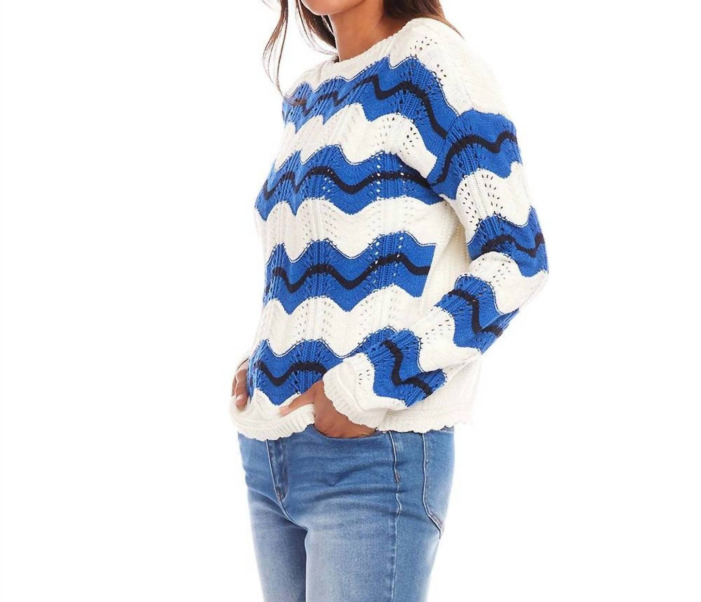 Karen Kane - Pointelle Zigzag Sweater - Plus