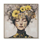 Beauty Lady Wall Art Gold and White Floral Canvas Artwork 24x24 Inch