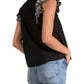 Elan - Jacklyn Flutter Sleeve Embroidered Top