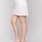 Charlie B - Scalloped Hem Button-front Twill Skort