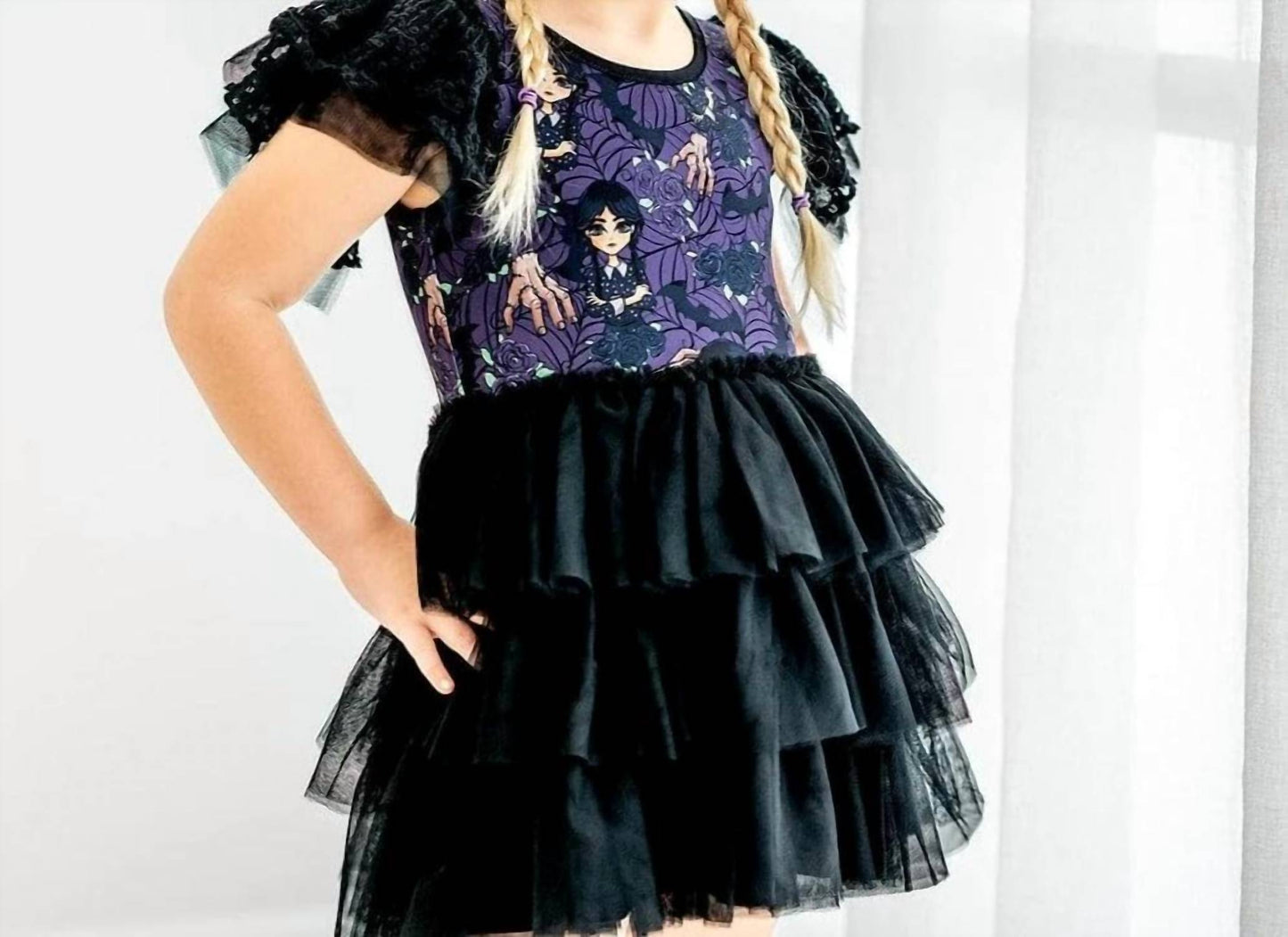Charlies Project - Kid's Wednesday Lace Sleeve Tulle Dress