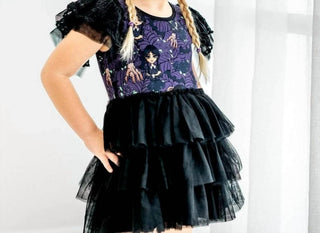 Charlies Project - Kid's Wednesday Lace Sleeve Tulle Dress