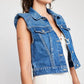 Self Contrast - Arizona Crop Slim Denim Vest