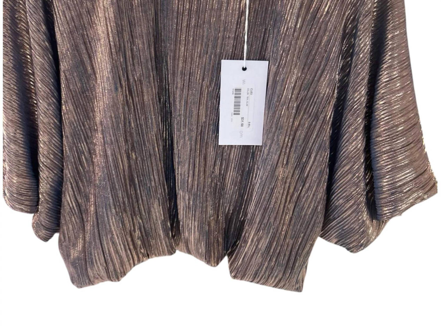 Alden Adair - Women's Cleo Teal Glam Plisse Bubble Hem Top