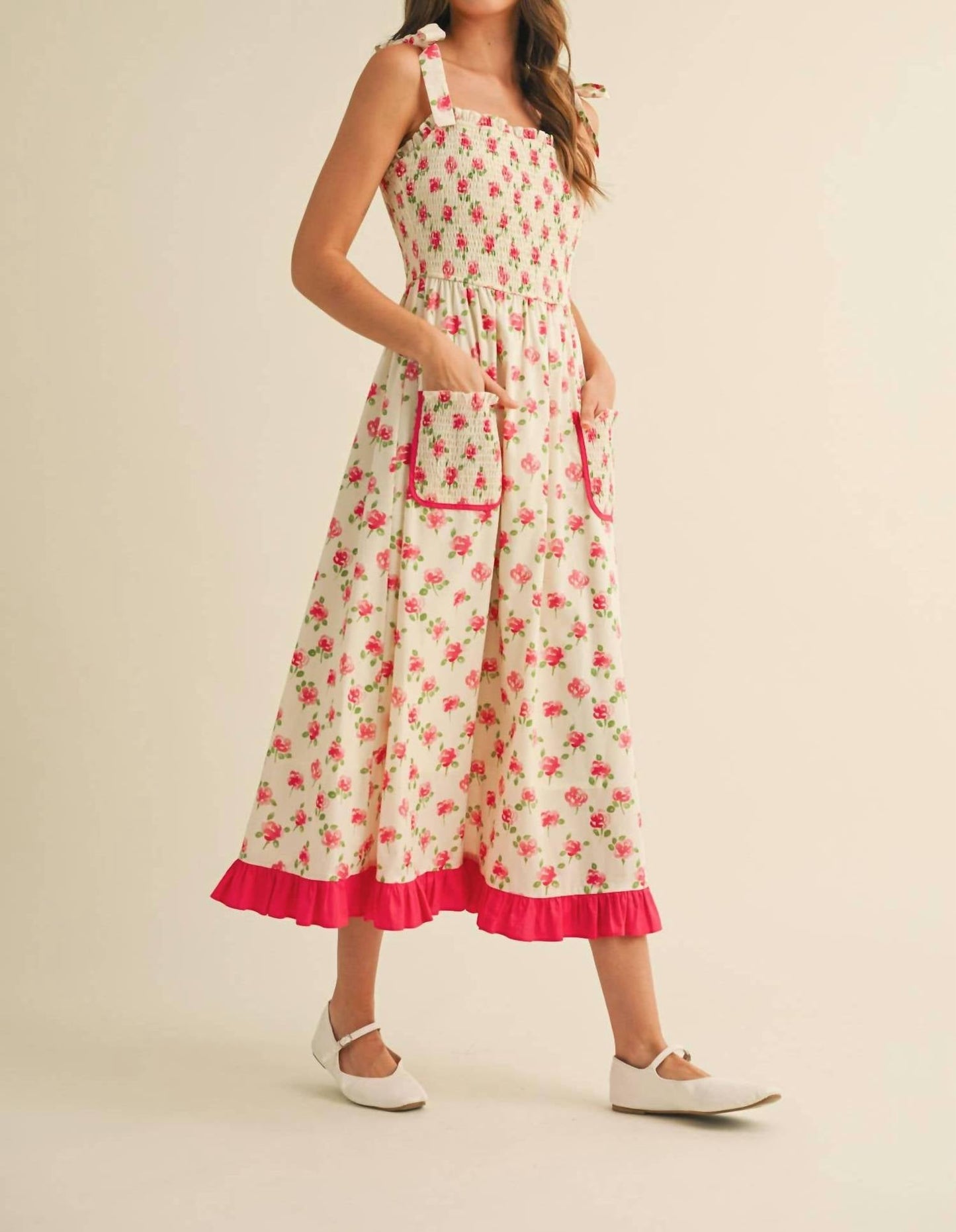 &Merci - Gardenia Smocked Midi Dress