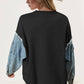 Double Take - Raw Edge Star Contrast Sweatshirt