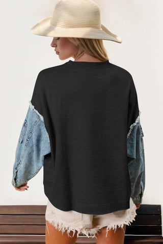 Double Take - Raw Edge Star Contrast Sweatshirt