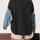Double Take - Raw Edge Star Contrast Sweatshirt