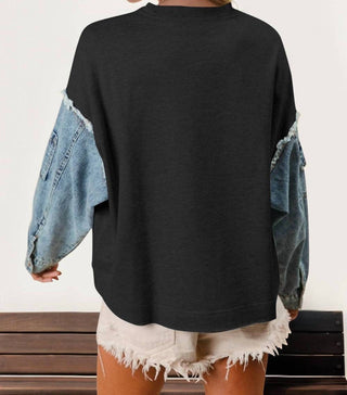 Double Take - Raw Edge Star Contrast Sweatshirt