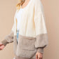White Birch - Draped in Comfort Color Blocked Sweater Cardigan