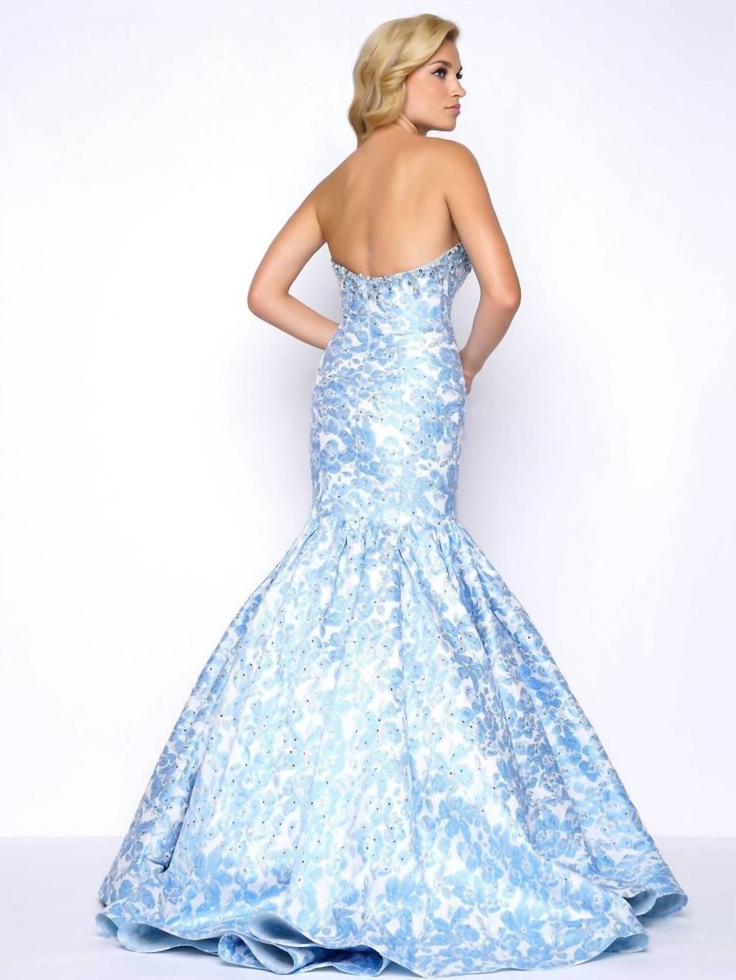Mac Duggal - Beaded Floral Brocade Prom Dress