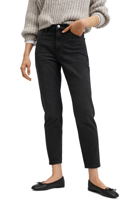 MANGO Black High Waist Straight Leg Mom Jeans