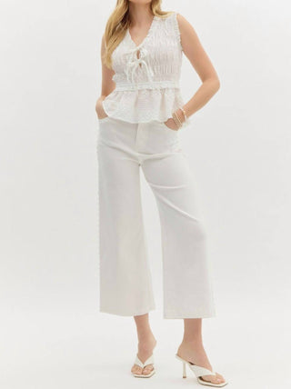 Entro - Pearl Detail Wide Leg Pants