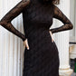 Mima Rosso - Velvet Print Mesh Dress