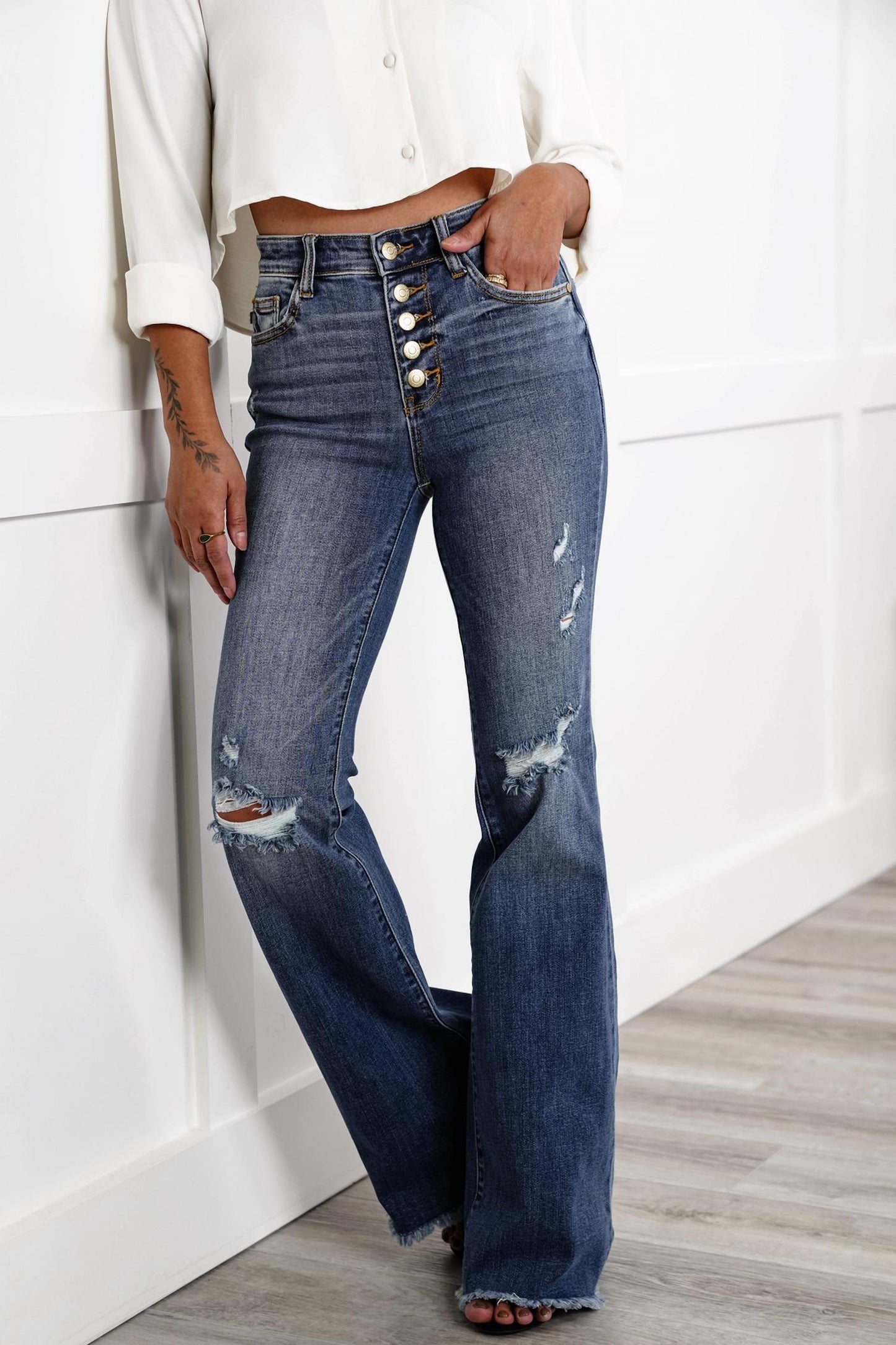 Judy Blue - Mid Rise Button Fly Flare Jeans
