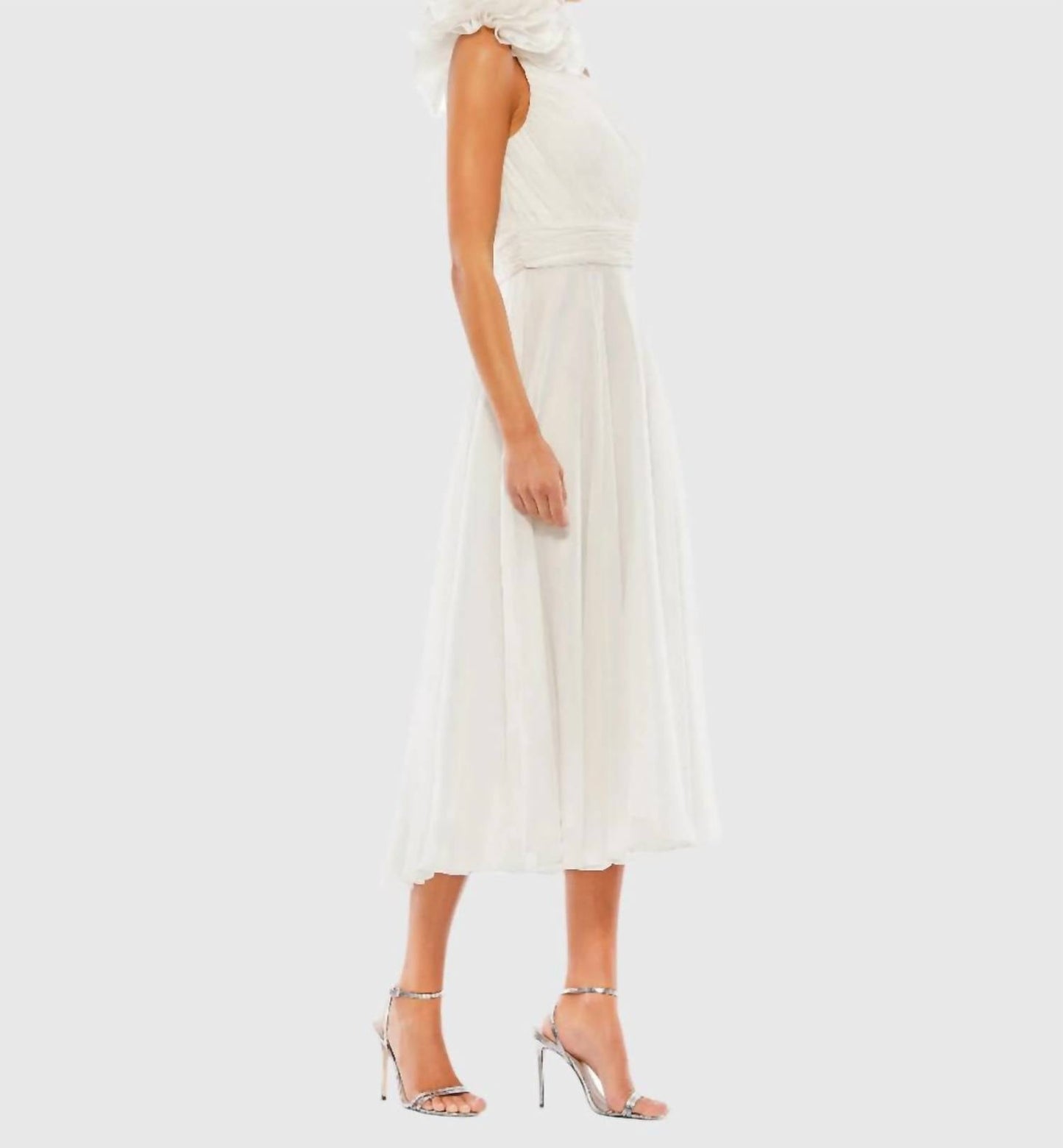 Mac Duggal - Rosette One Shoulder Tea Length Dress
