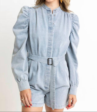 Karlie - Denim Belt Long Sleeve Romper