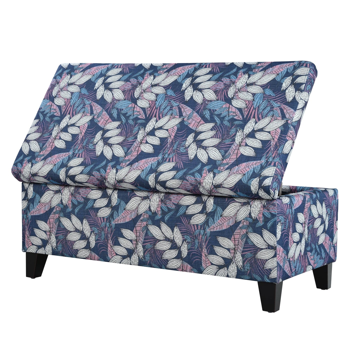 Luxury Storage Ottoman with Floral Patterned Fabric