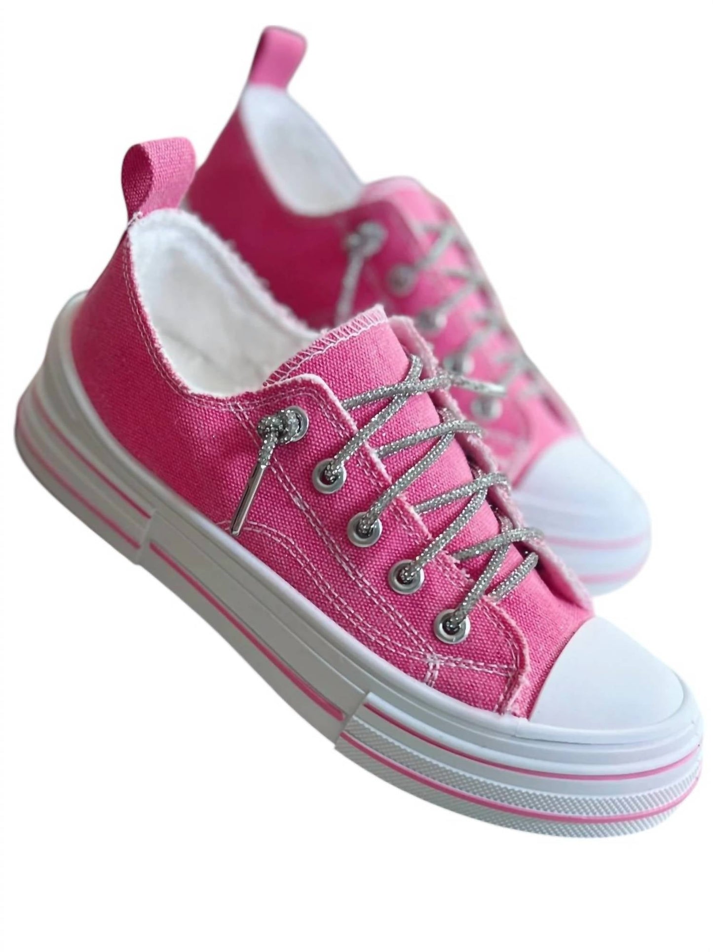 Very G - Women's Slip-on Sneakers With Sparkle Laces