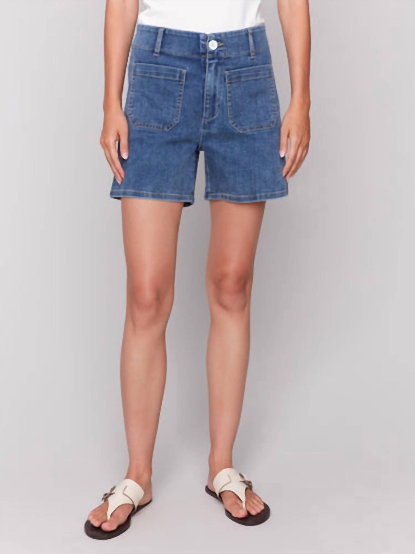 Charlie B - Denim Shorts With Patch Pockets