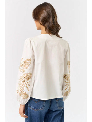 Lalavon - Mavis Embroidered Tie Top