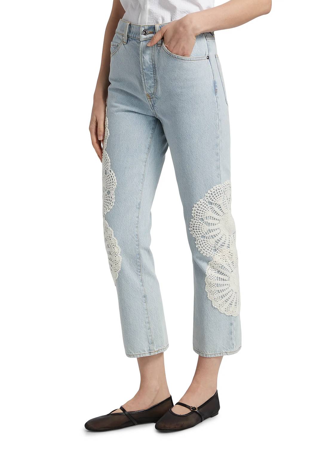 Frame - Crochet Vertical Crop Jeans