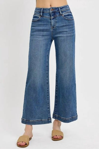 Risen - High Waist Wide Leg Front Yoke Jeans