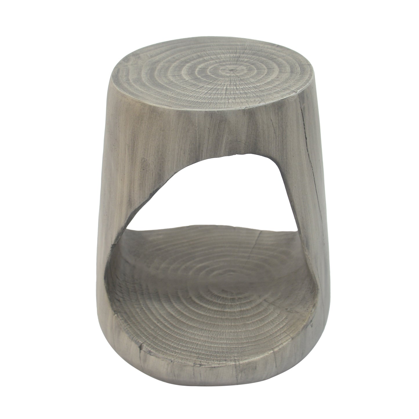 Hollow Side Table Wood-Like Texture Grey
