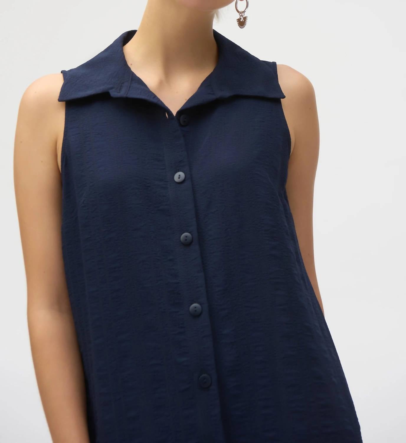 Joseph Ribkoff - Button-down Sleeveless Shirt Dress