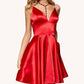 Sherri Hill - Silk Charmeuse Cocktail Dress With V-neck Bodice