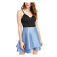 SPEECHLESS Womens Light Blue Patterned Spaghetti Strap V Neck Mini Party Circle Dress Juniors 9