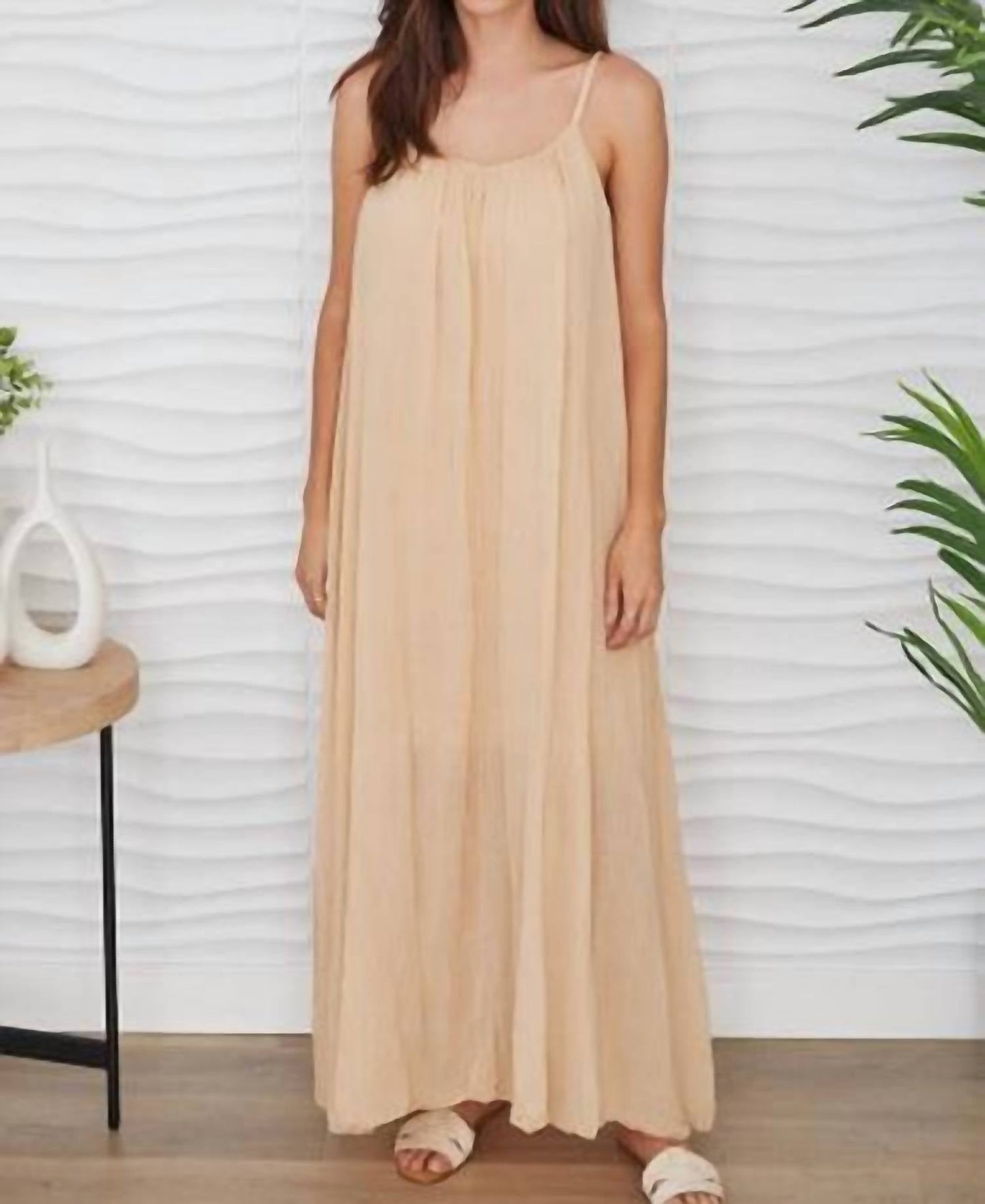 Milio Milano - Spaghetti Strap Textured Gauze Maxi Dress