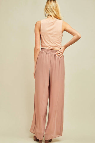 Entro - Solid Slit Maxi Pants