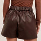 Hem & Thread - Faux Leather Pleated Shorts