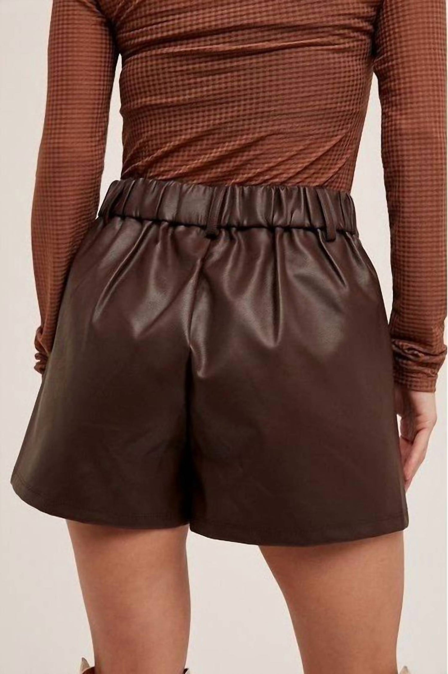 Hem & Thread - Faux Leather Pleated Shorts