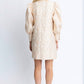 Karlie - Jacquard Puff Sleeve V-neck Mini Dress