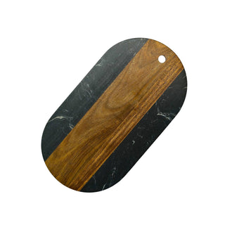 Creative Gifts International - Marble and Acacia Wood Oval Board