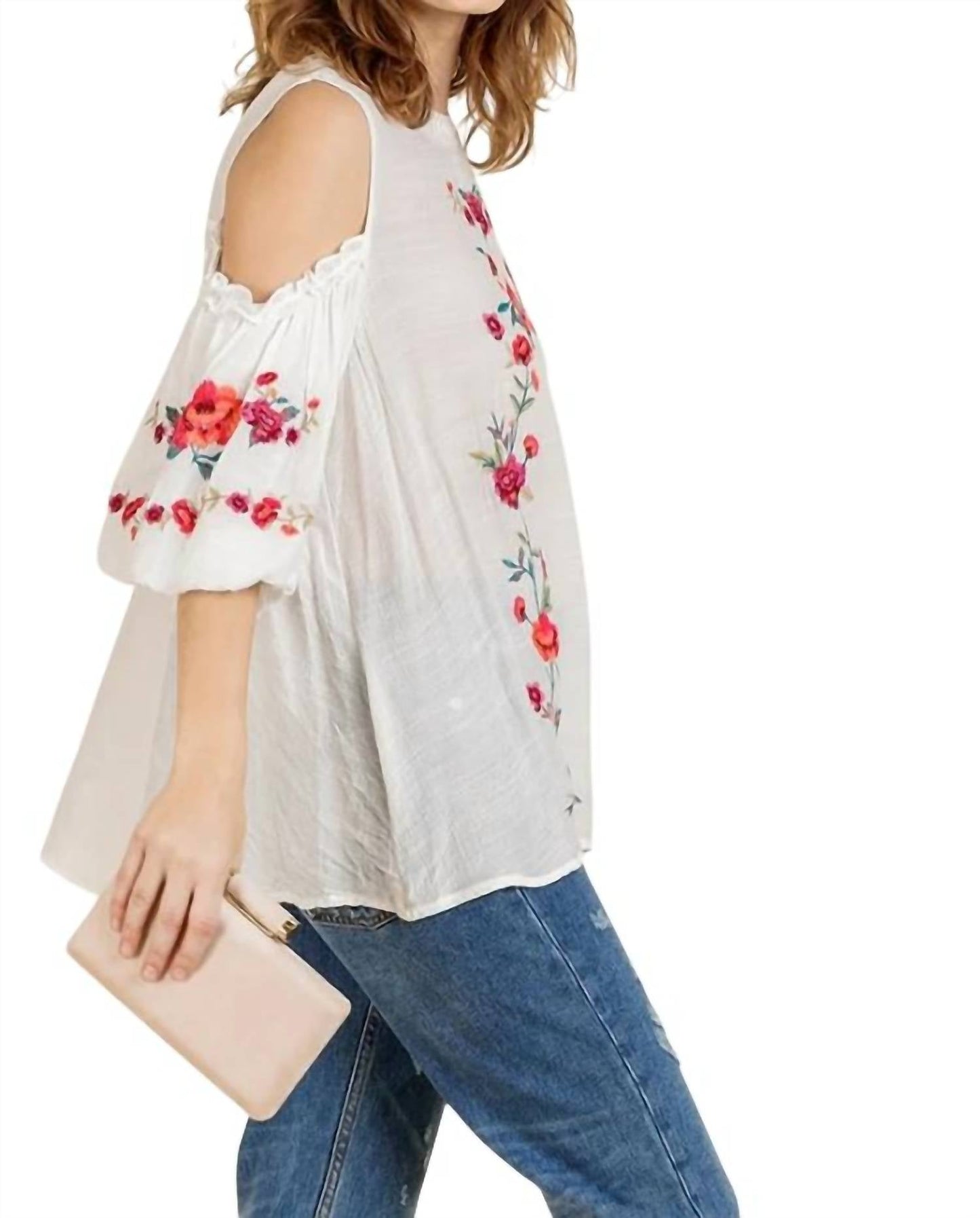 Umgee - Floral Embroidered Peasant Top