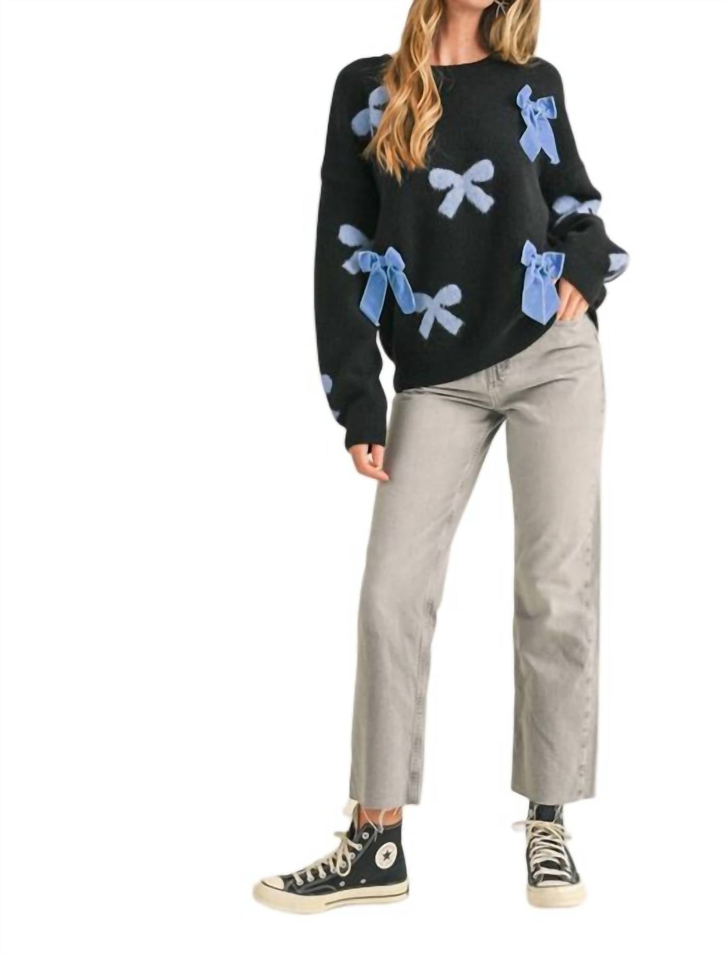 &Merci - Velvet Bow Knit Sweater
