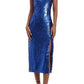 Donna Morgan - Full Sequin Halter Front Slit Midi Party Dress