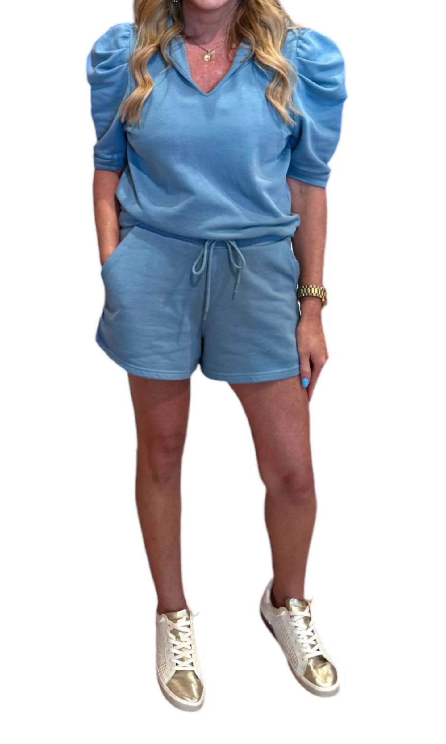 Elan - PUFF SLEEVE HOODIE AND SHORT SET
