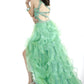 Rachel Allan - Heavily Beaded One Shoulder Ruffled Gown