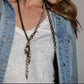 Embrazio - Bronze and Baroque Pearl Opera Necklace or Double-Wrap Choker with Cascading Pearl Tassel