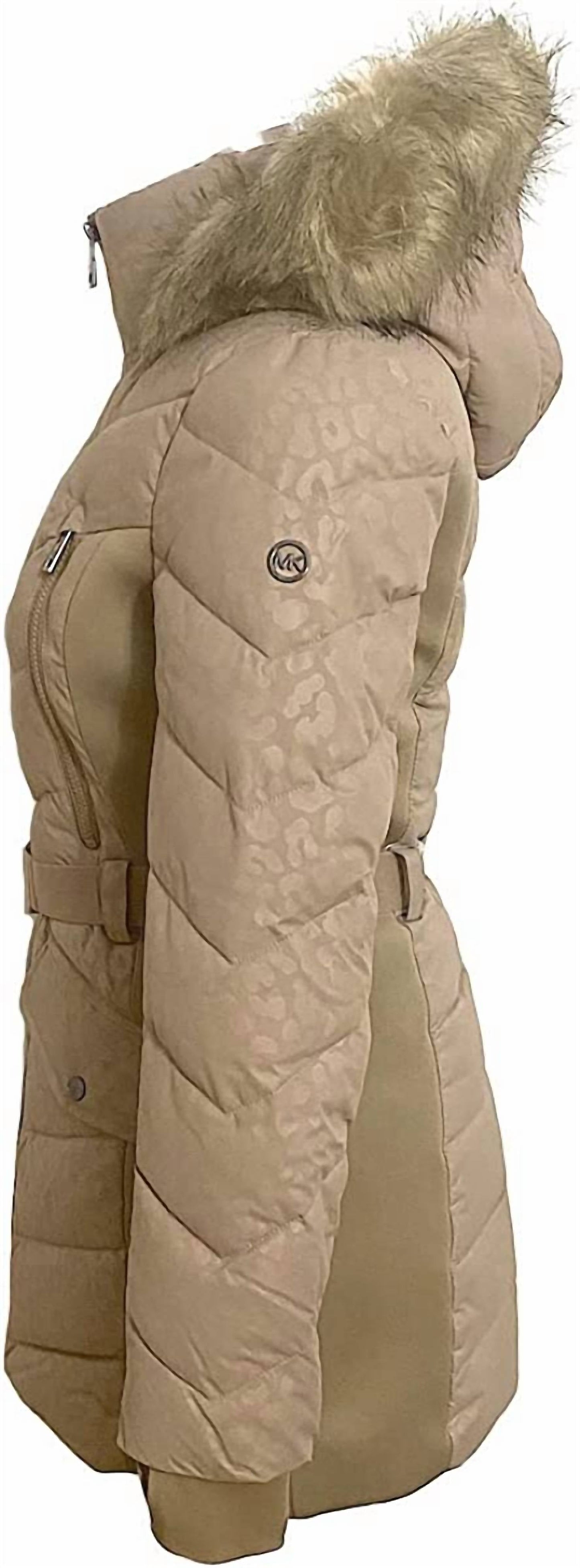 Michael Kors - Logo Leopard Belted Hood Puffer Coat