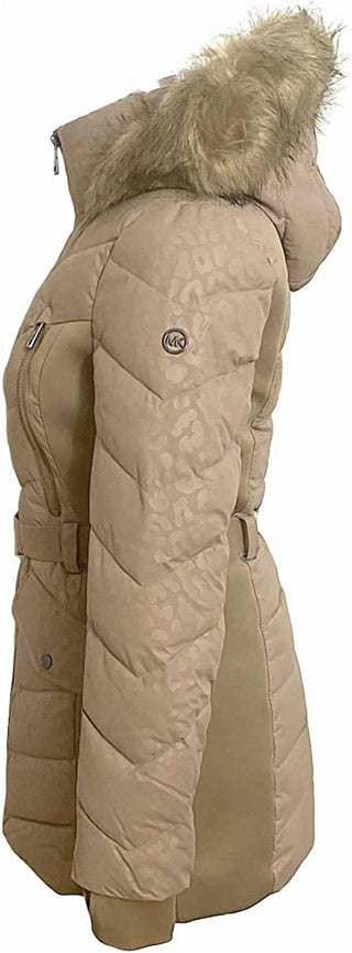Michael Kors - Logo Leopard Belted Hood Puffer Coat