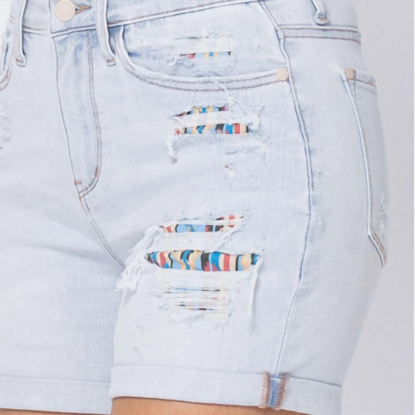 Judy Blue - High-rise Cuffed Printed Lining Shorts