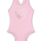 Michael Kors - Girls Monogram Print Swimsuit + Hat Set
