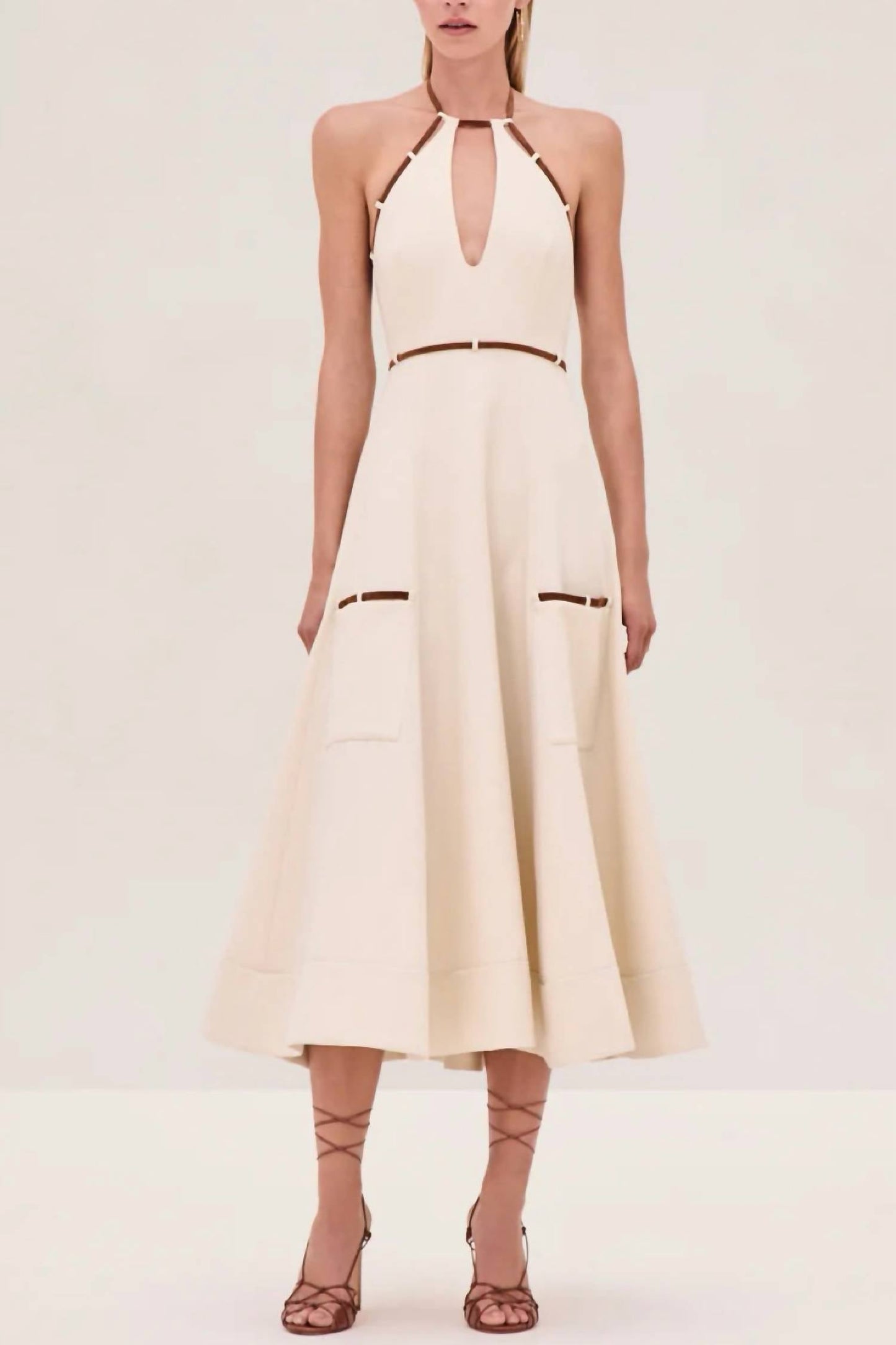 Alexis - Arden Twill Halter Midi Dress
