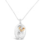 10k Rose Gold and Sterling Silver 1/10ct TDW Round Cut Diamond Interlocked Heart and Ribbon Pendant Necklace (H-I, I1-I2)
